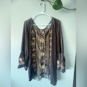 JONNY WAS Velvet Tunic Blouse